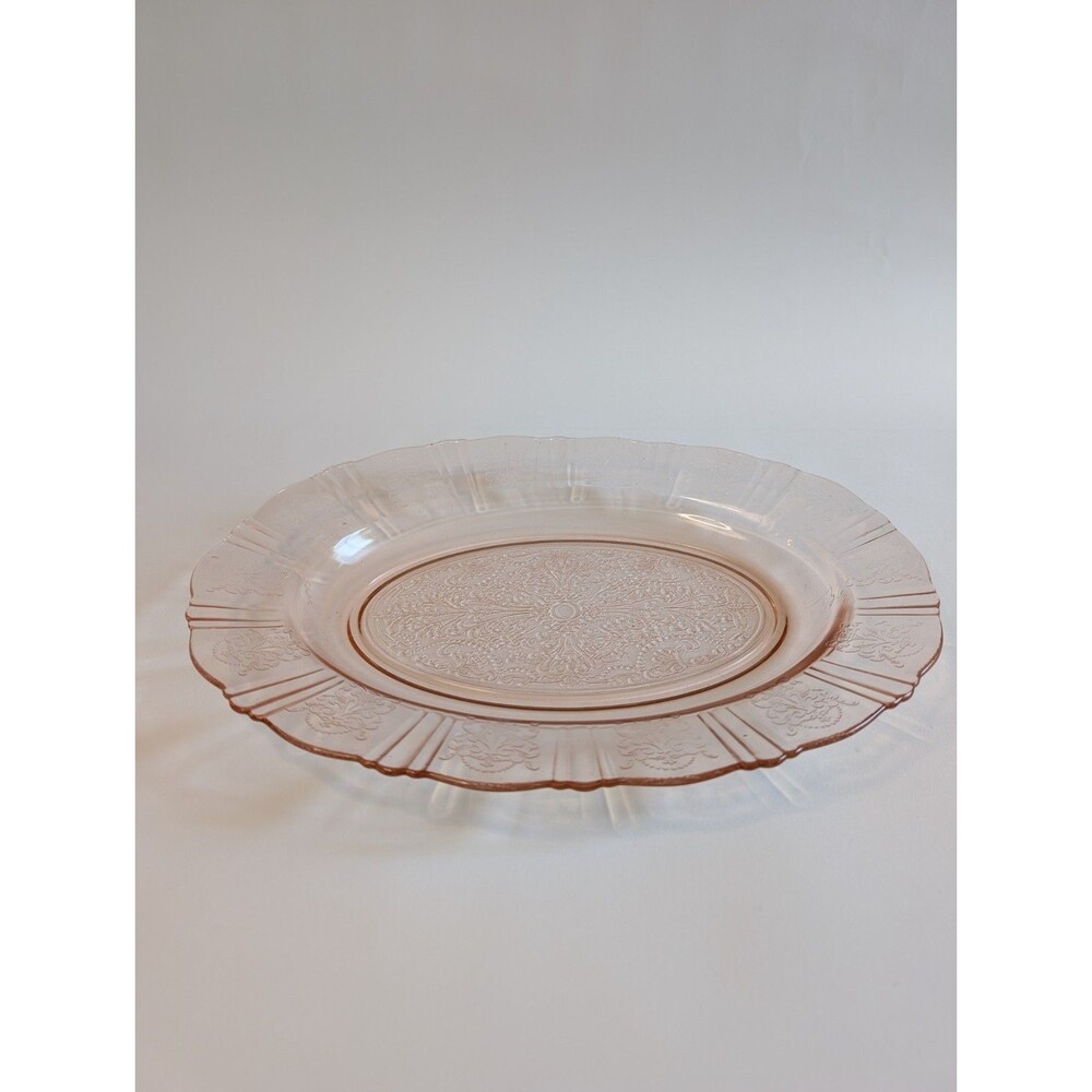 Vintage Macbeth Evans American Sweetheart Pink 13" Glass Serving Tray